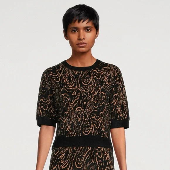 Rachel Comey Cavil jacquard knit top 3/4 sleeves sweater L 10 12 - Picture 1 of 7